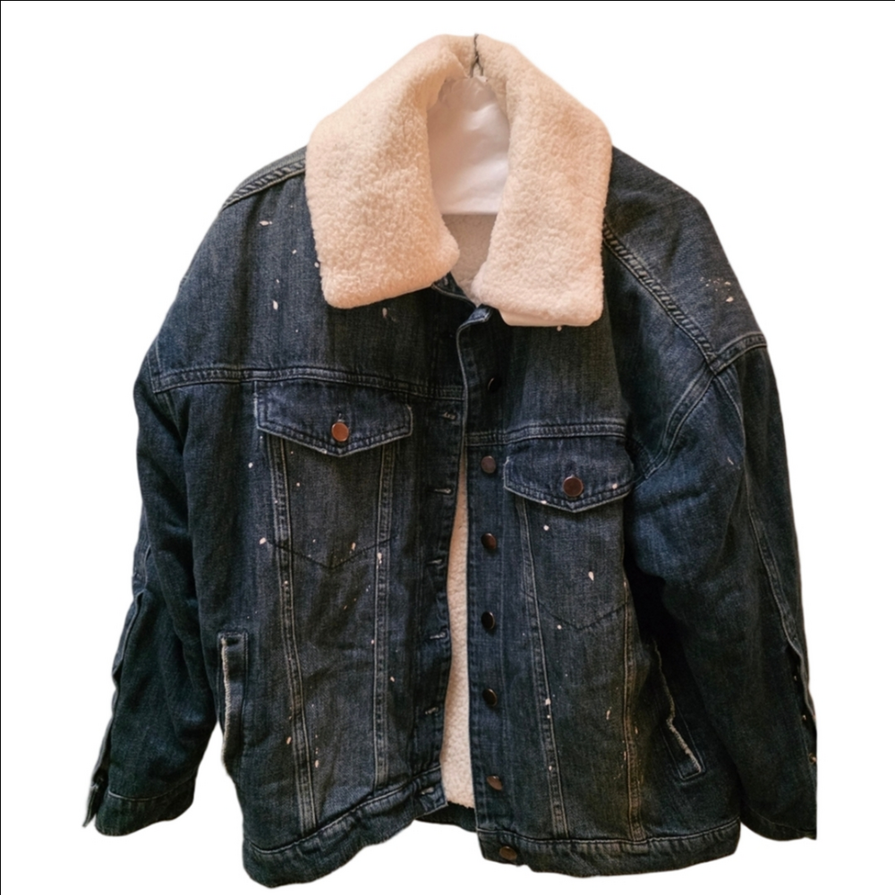 Denim Jacket By ONE TEASPOON with removable Sherpa Collar Sz S
